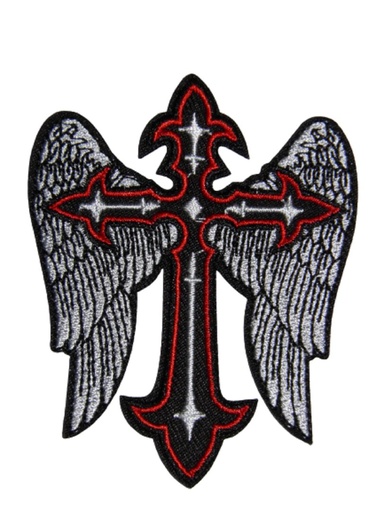 [P1376] Écusson brodé thermocollant Croix ailes d'ange