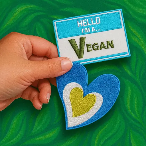 [P1379] Écussons brodés thermocollants Ensemble Hello I'm a Vegan