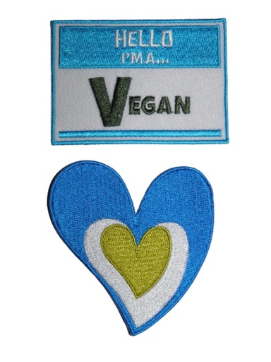 [P1379] Écussons brodés thermocollants Ensemble Hello I'm a Vegan