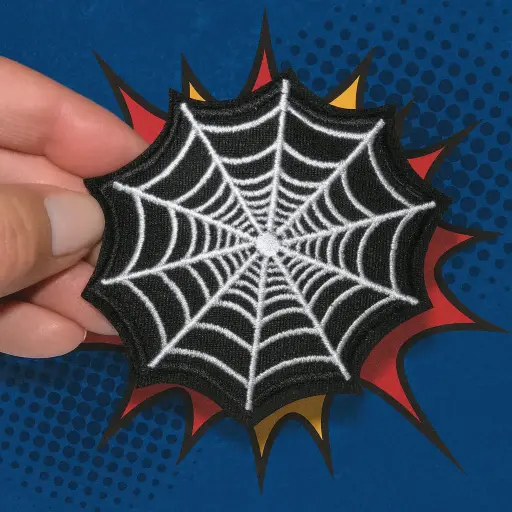 [P1398] Écusson brodé thermocollant Toile d'araignée noire