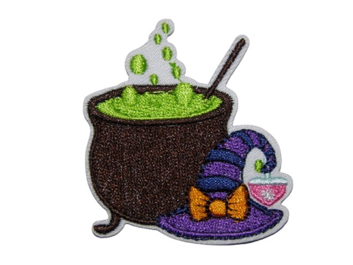 [P1419] Écusson brodé thermocollant Chaudron potion magique sorcière