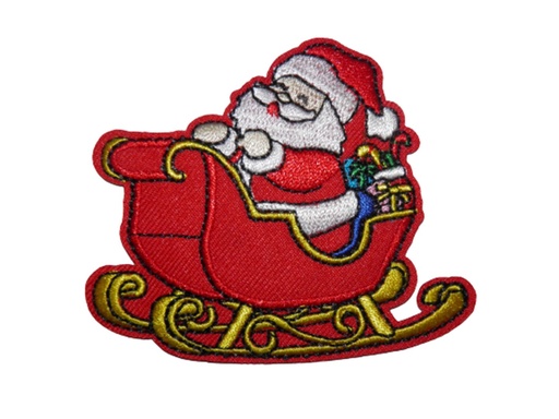 [P1422] Écusson brodé thermocollant Père Noël dans son traineau