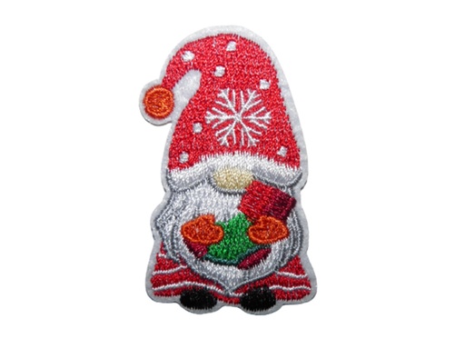 [P1423] Écusson brodé thermocollant Lutin de Noël Rouge