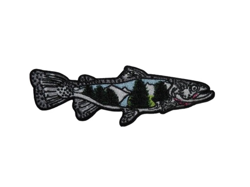 [P1425] Écusson brodé thermocollant Poisson saumon montagne