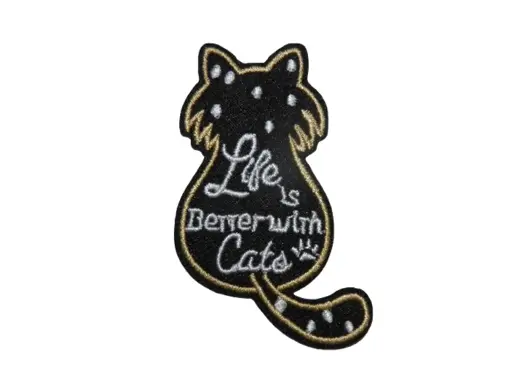 [P1433] Écusson brodé thermocollant Chat Life is Better