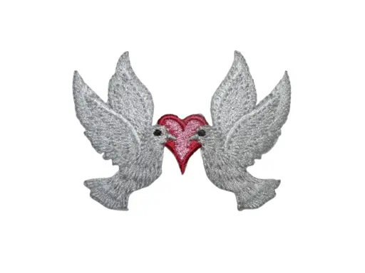 [P1435] Écusson brodé thermocollant Colombes amour
