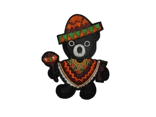 [P1439] Écusson brodé thermocollant Ourson Mexicain