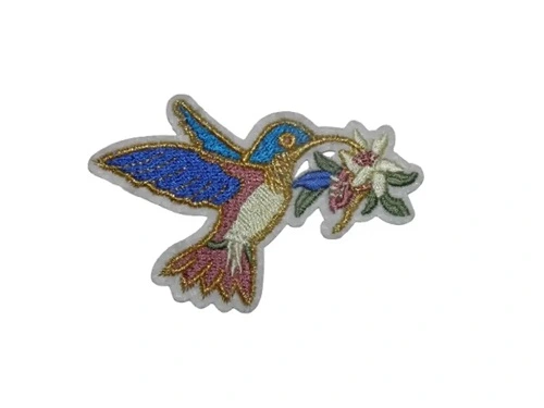 [P1440] Écusson brodé thermocollant Colibri doré