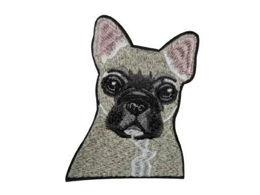 [P1450] Écusson brodé thermocollant Tête Bouledogue Français