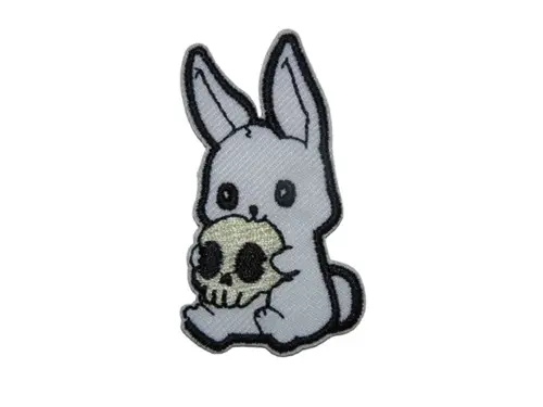 [P1451] Écusson brodé thermocollant Lapin Blanc Skull