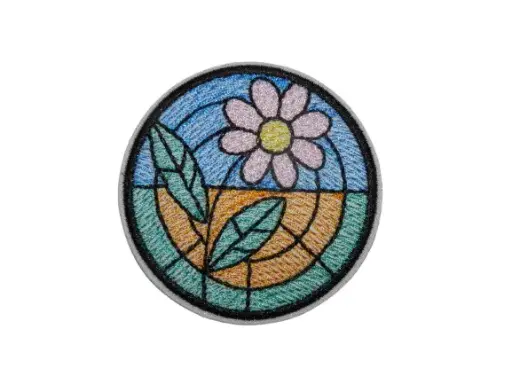 [P1455] Écusson brodé thermocollant Vitrail Fleur