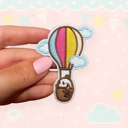 [P1457] Écusson brodé thermocollant Ballon Montgolfière Nuages