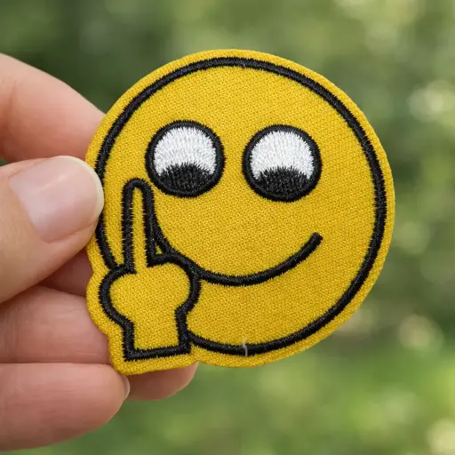 [P1471] Patch Thermocollant Smiley "Rebelle" F*** – Renfort Textile Décoratif 5,2cm